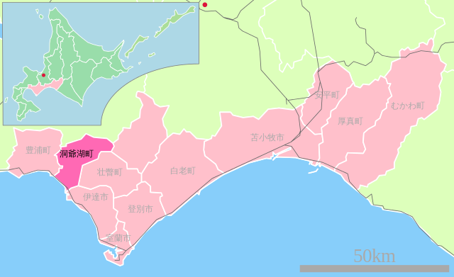 Lage Tōyakos in der Präfektur