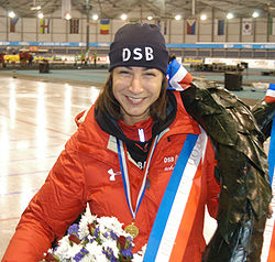 Margot Boer après avoir remporté les championnats néerlandais de sprint en 2009