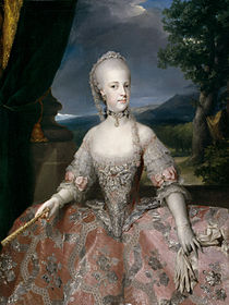 Mária Karolina házassága évében 1768-ban, Anton Raphael Mengs portréján (Prado)