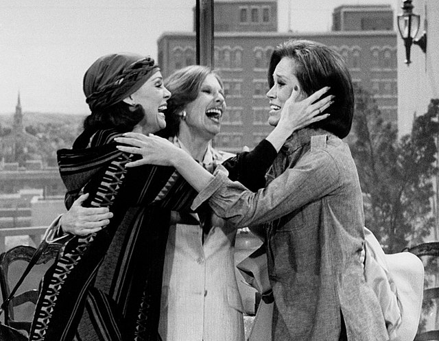 Valerie Harper, Cloris Leachman and Mary Tyler Moore in the final episode of The Mary Tyler Moore Show (1977)