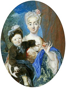 Une femme et son fils en costume polonais.