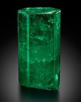 Large, di-hexagonal prismatic crystal of 1,390 carats uncut with a deep green color. It is transparent and features few inclusions in the upper 2/3, and is translucent in the lower part. Housed at the Mim Museum, Beirut, Lebanon.
