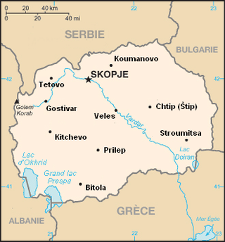 Carte de la Macédoine du Nord.