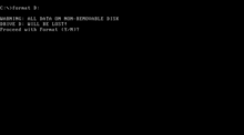 Captura de tela de um programa de formatação no MS-DOS