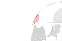 Locatie van de gemeente Texel (gemeentegrenzen CBS 2016)
