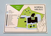 Čeština: Plánek naučné stezky Historie vodárenství v Českých Budějovicích v ulici U Vodárny v Českých Budějovicích. English: Plan of the educational trail History of Water Supply in České Budějovice in České Budějovice, South Bohemian Region, Czech Republic.