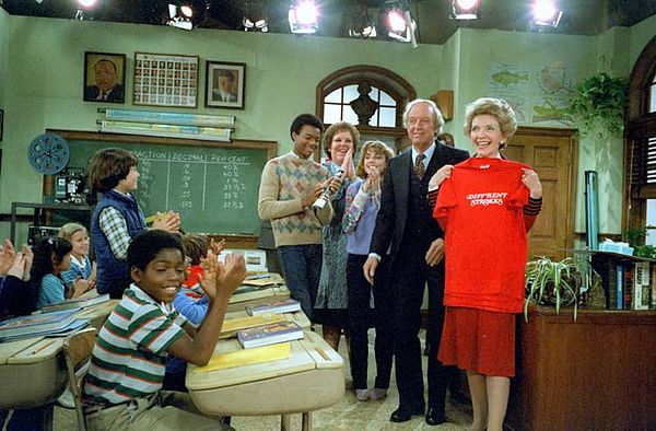 Nancy Reagan on the set of Diff'rent Strokes in 1983