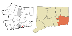 New London County Connecticut Incorporated and Unincorporated areas Poquonock Bridge Highlighted 2010.svg