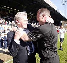 Pearson (right) and Milan Mandaric after winning the League One title in 2009 Nigel and Milan.jpg