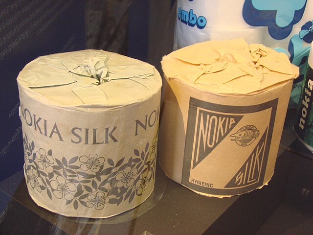 Rolls of toilet paper produced by Nokia in the 1960s, Vapriikki Museum Centre, Tampere