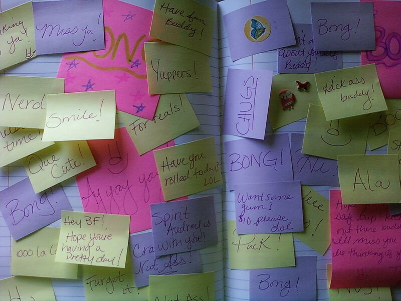 File:Notebook with Post-its.jpg