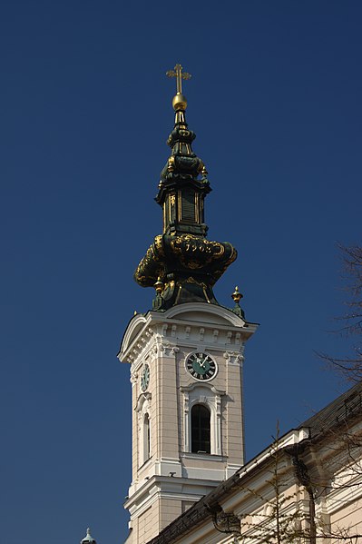 File:Novi Sad, Nikole Pašića, Saborni hram svetog velkomučenika Georgije, věž II.jpg