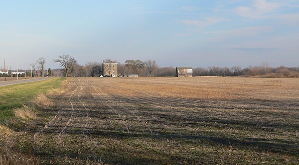 Old Kaskaskia Village site, seen from the west. Now an archeology site, the village thrived in the late 1600s. In the background left of center is the