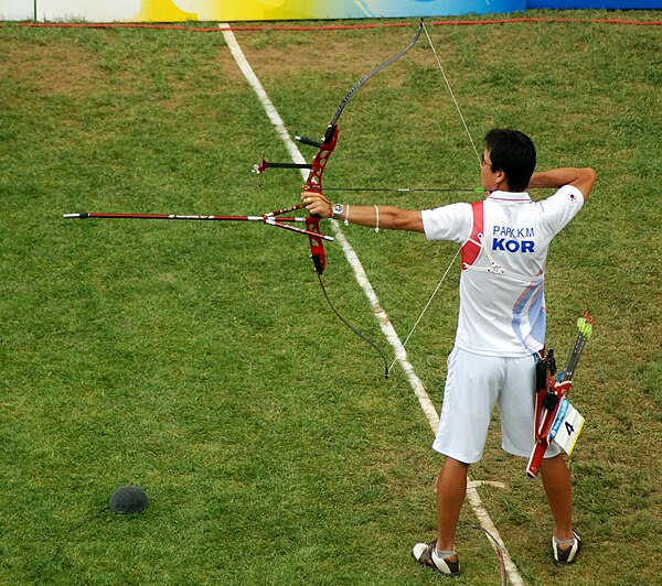 Silver medallist Park Kyung-Mo, during a round of 32 match against Kuo Cheng Wei