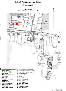 Location where the Pataliputra capital was excavated (red arrow). Pataliputra capital location.jpg