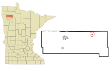 Obszary włączone i nieposiadające osobowości prawnej w Pennington County Minnesota Goodridge Highlighted.svg