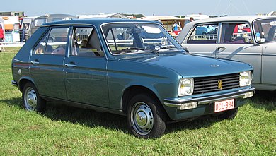 The Peugeot 104 was the first car assembled at what had, till that time, been Peugeot's transmission factory Peugeot 104 ca 1975 Schaffen-Diest 2012.jpg