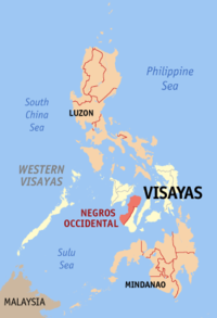 मानचित्र जिसमें नेग्रोस ओक्सीदेन्ताल Negros Occidental हाइलाइटेड है
