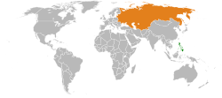 Карта, показваща местоположенията на Филипините и Съветския съюз