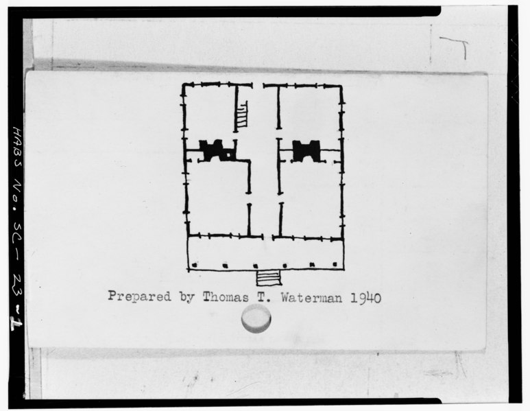 File:Photocopy of floor plan, from a sketch in the 1940 HABS index card - Cedar Spring Plantation House, Pinopolis, Berkeley County, SC HABS SC,8-PINOP.V,5-2.tif