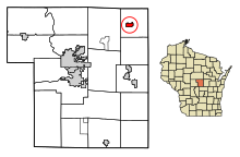 Portage County Wisconsin Beépített és be nem épített területek Rosholt Highlighted.svg