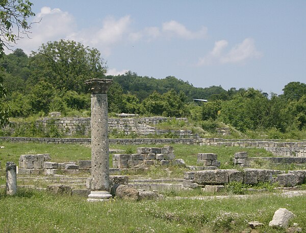 A column remaining from the Throne Hall at Preslav