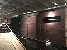 Cattle wagon of the type used in Holocaust trains Railroad Car.jpg