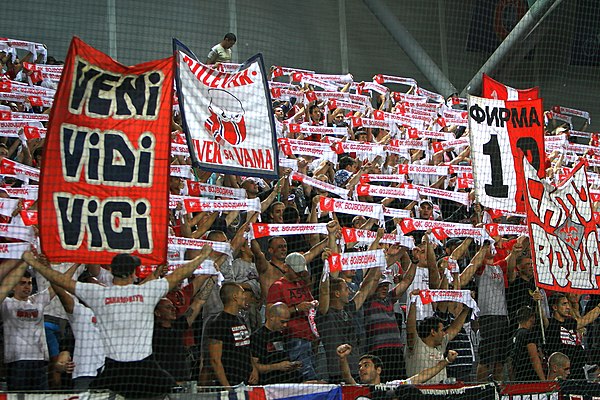 The Firmaši during the UEFA Europa League away match against Rapid Wien in 2012.