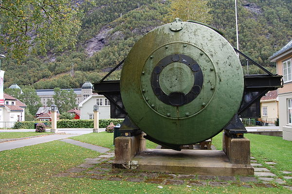 One type of reactor used at Rjukan from 1912 to 1940 now located in a park in Rjukan