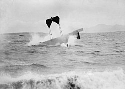 Robinson crashes into the sea in Europe at Monaco in 1912. He survived the crash.