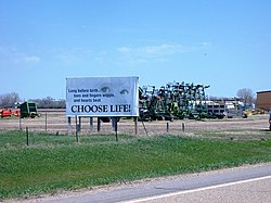 Billboard a zemědělská půda v Roscoe, květen 2007