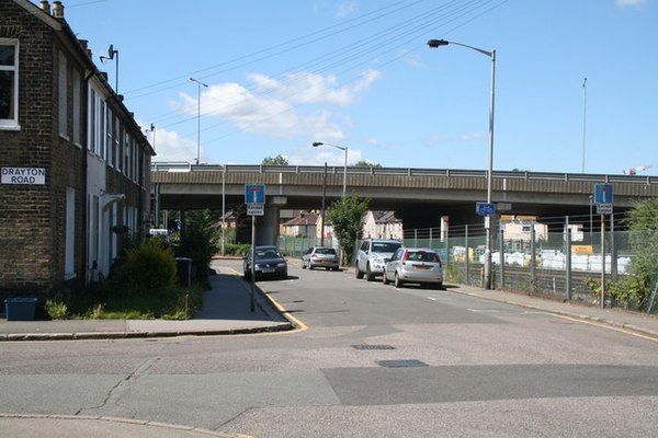 The dual-carriageway Croydon Flyover at Old Town, seen from Ruskin Road