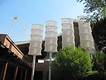 Wind and rain baffles on the south side of the theatre