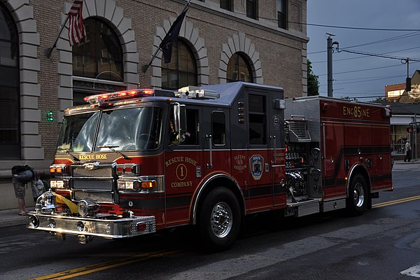 One of the three fire engines during a parade in nearby Pleasantville