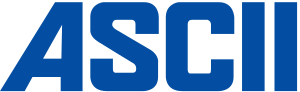 ASCII company logo. ASCII written in a bold, squarish, blue font.