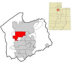 Salt Lake County Utah incorporated and unincorporated areas West Valley City highlighted.svg