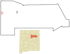San Miguel County New Mexico Incorporated and Unincorporated areas Pecos Highlighted.svg
