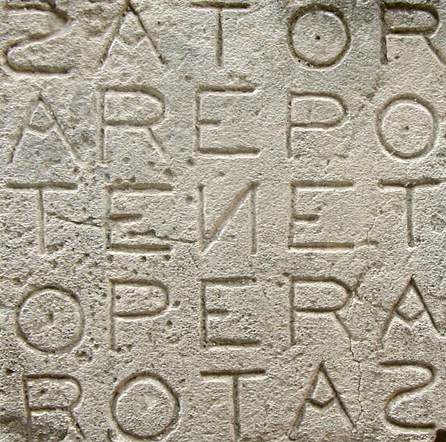 The "Sator Opera Tenet" square as seen in Oppède, France.