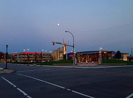 The Seneca Buffalo Creek Casino brings a little bit of Las Vegas-style neon glitz to the outer edge of the Cobblestone District.