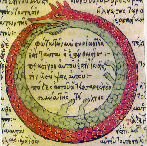 Ouroboros, an ancient symbol depicting a serpent or dragon eating its own tail