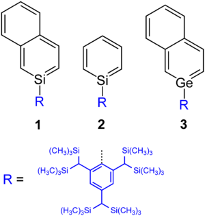 Stable silabenzene derivatives + a stable germabenzene