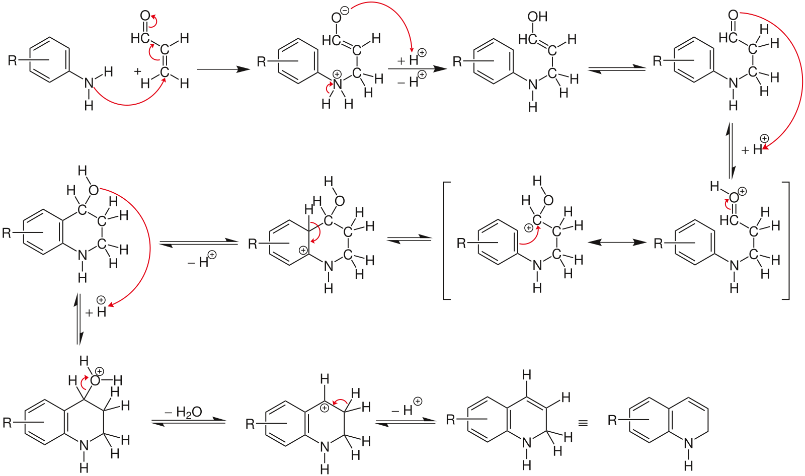 Synthesis 08 50. Синтез Скраупа механизм. Механизм синтеза хинолина по Скраупу. Реакция Дебнера Миллера. Синтез Дебнера-Миллера механизм.