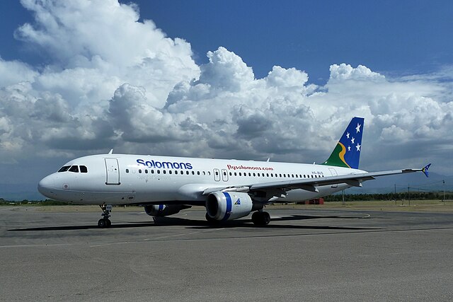 Solomon Airlines Airbus A320-211 at Honiara International Airport in 2012