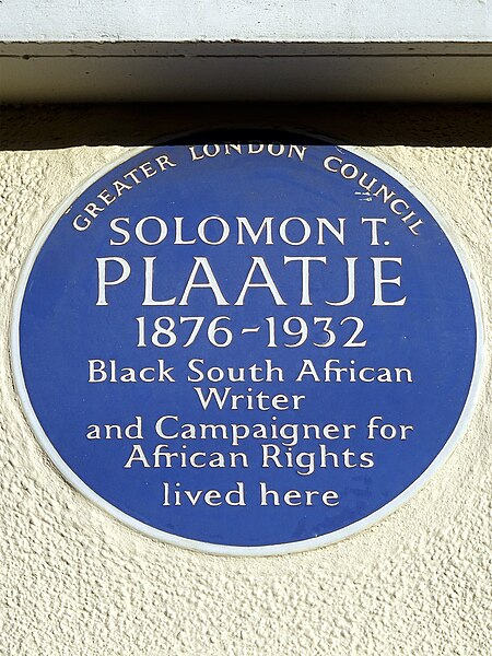 File:Solomon T. Plaatje 1876-1932 - Greater London Council Blue Plaque.jpg