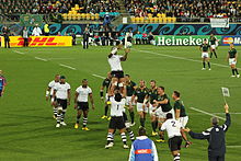 South Africa vs Fiji at Regional Stadium, Wellington. South Africa won 49-3 South Africa vs Fiji 2011 RWC (4).jpg