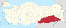 Kaart van Güneydoğu Anadolu Bölgesi