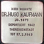 Stolperstein für Dr. Hugo Kaufmann (Nordwall 75)