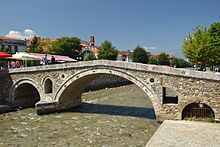 Bridge in Prizren and the Lumbardhi Prizrenit Stone Bridge in Prizren (by Pudelek).JPG