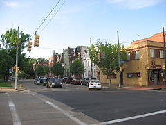 Buildings along Cedar Avenue north of its intersection with Ohio Street.