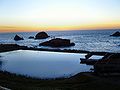 Tranquil pool at Sutro Baths at Sunset